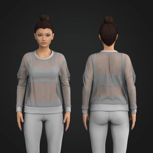 Ladies Drop Shoulder Long Sleeve Relaxed Mesh Tee Tech Pack