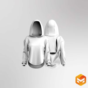 Ladies Drop Shoulder Overlapping Open Back Relaxed Hooded Tee 3D Garment