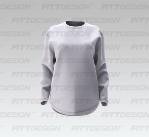 Ladies Drop Shoulder Oversized Long Sleeve Scallop Bottom Tee Smart Mockup