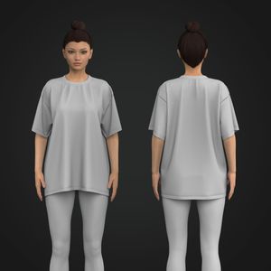 Ladies Drop Shoulder Oversized Pump Cover Tee Tech Pack