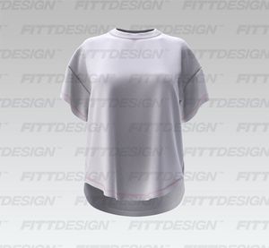Ladies Drop Shoulder Oversized Scallop Bottom Tee Smart Mockup