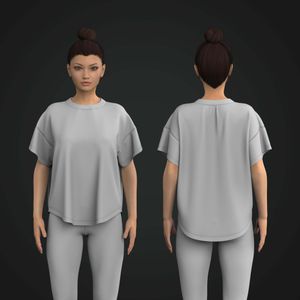 Ladies Drop Shoulder Oversized Scallop Bottom Tee Tech Pack