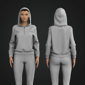 Ladies Drop Shoulder Quarter Zip Relaxed Hoodie Tech Pack