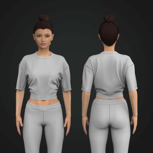 Ladies Drop Shoulder Side Ruching Crop Tee Tech Pack
