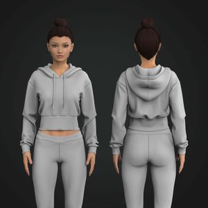 Ladies Drop Shoulder Wide Waistband Relaxed Waist Length Hoodie Tech Pack