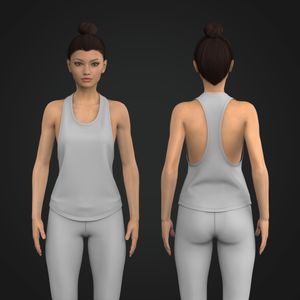 Ladies Dropped Armhole Racer Back Scallop Bottom Tank Top Tech Pack