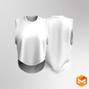 Ladies Dropped Armhole Scallop Bottom Tank Top 3D Garment