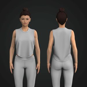 Ladies Dropped Armhole Scallop Bottom Tank Top Tech Pack