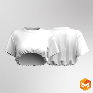 Ladies Elasticated Bottom Micro Crop Tee - 3D Garment