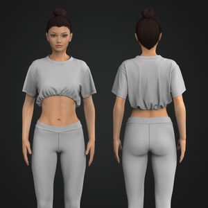 Ladies Elasticated Bottom Micro Crop Tee Tech Pack