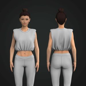 Ladies Elasticated Bottom Relaxed Crop Tank Top Tech Pack