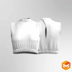 Ladies Elasticated Bottom Sleeveless Crop Top - 3D Garment