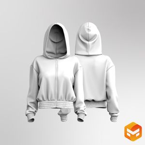 Ladies Elasticated Full Zip Relaxed Hoodie 3D Garment