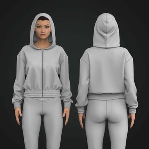 Ladies Elasticated Full Zip Relaxed Hoodie Tech Pack