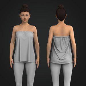 Ladies Elasticated Strapless Relaxed Top Tech Pack