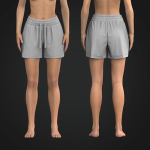 Ladies Elasticated Waistband 5.00 Inch Inseam Ribbed Shorts Tech Pack