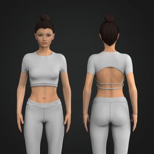 Ladies Elasticated Waistband Backless Criss Cross Crop Tee Tech Pack