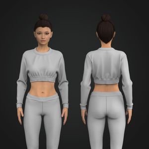 Ladies Elasticated Waistband Cropped Sweater Tech Pack