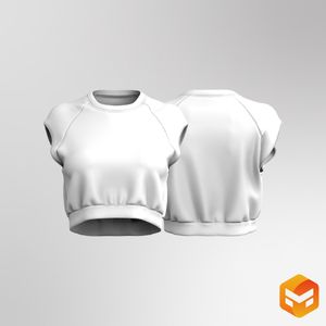 Ladies Elasticated Waistband Extended Sleeves Crop Top 3D Garment