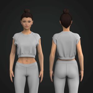 Ladies Elasticated Waistband Extended Sleeves Crop Top Tech Pack