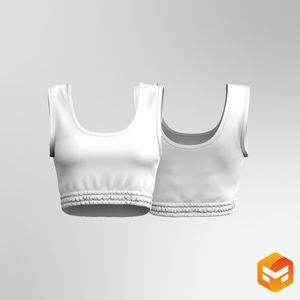 Ladies Elasticated Waistband Sleeveless Crop Tank Top - 3D Garment