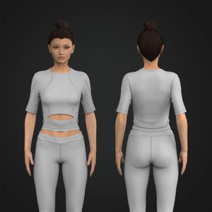Ladies Elbow Length Sleeve Fitted Cut Out Crop Top Tech Pack