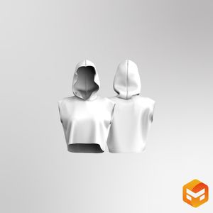 Ladies Extended Shoulder Oversized Hooded Vest 3D Garment