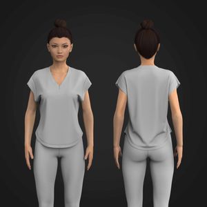 Ladies Extended Sleeves V-Shaped Neckline Scallop Bottom Tee Tech Pack