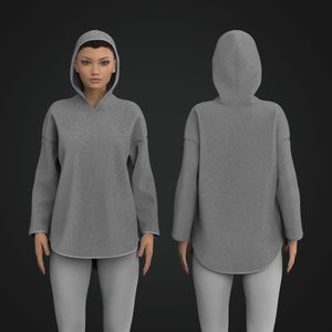 Ladies Faux Shearling Scallop Bottom Hoodie Tech Pack