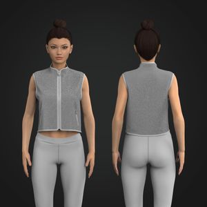 Ladies Faux Shearling Zip Up Crop Vest Tech Pack