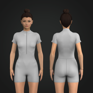 Ladies Fitted 4.00 Inch Inseam Zip Up Bodysuit Tech Pack