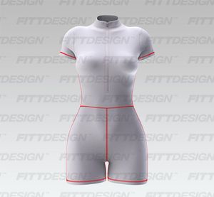Ladies Fitted 4.00 Inch Inseam Zip Up Bodysuit Smart Mockup