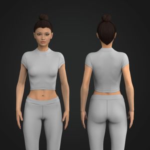 Ladies Fitted High Neckline Set In Cap Sleeve Crop Tee Tech Pack