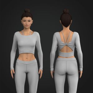 Ladies Fitted Long Sleeve Back Cut Out Crop Top Tech Pack