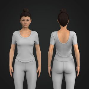 Ladies Fitted Open Back Short Sleeve Scallop Bottom Tee Tech Pack