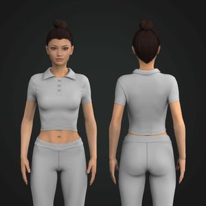 Ladies Fitted Polo Collar Cropped Tee Tech Pack