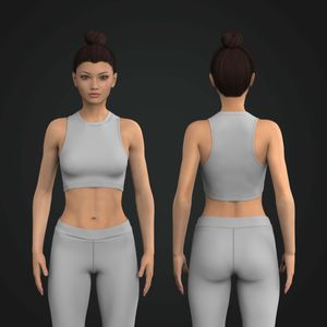 Ladies Fitted Racer Back Crop Tank Top Tech Pack
