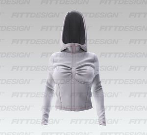 Ladies Fitted Set In Sleeve Front Ruching Zip Up Hoodie Smart Mockup