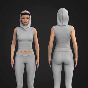 Ladies Fitted Waist Length Hooded Sleeveless Top Tech Pack