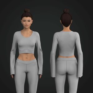 Ladies Flared Sleeve Fitted Crop Tee Tech Pack