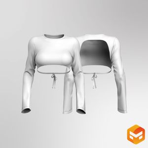 Ladies Flared Sleeves Adjustable Back Cut Out Micro Top 3D Garment