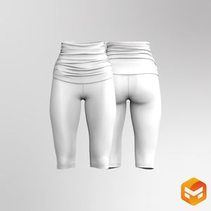 Ladies Folded Ruched Waistband 16.00 Inch Inseam Biker Shorts 3D Garment