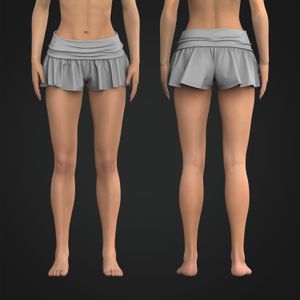 Ladies Folded Waistband Mini Shorts Tech Pack