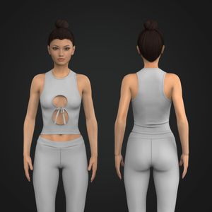 Ladies Front Cut Out Adjustable Fitted Tank Top Tech Pack