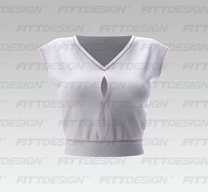 Ladies Front Cut Out Extended Sleeves Banded Tee Smart Mockup
