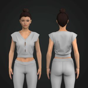 Ladies Front Cut Out Extended Sleeves Banded Tee Tech Pack