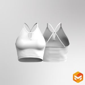 Ladies Front Cut Out Fitted Crop Tank Top 3D Garment