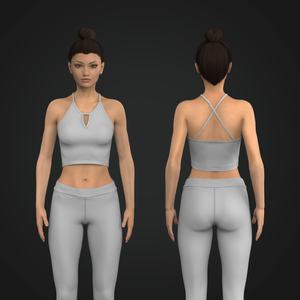 Ladies Front Cut Out Fitted Crop Tank Top Tech Pack