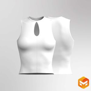 Ladies Front Cut Out Fitted Sleeveless Tank Top 3D Garment