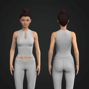 Ladies Front Cut Out Fitted Sleeveless Tank Top Tech Pack